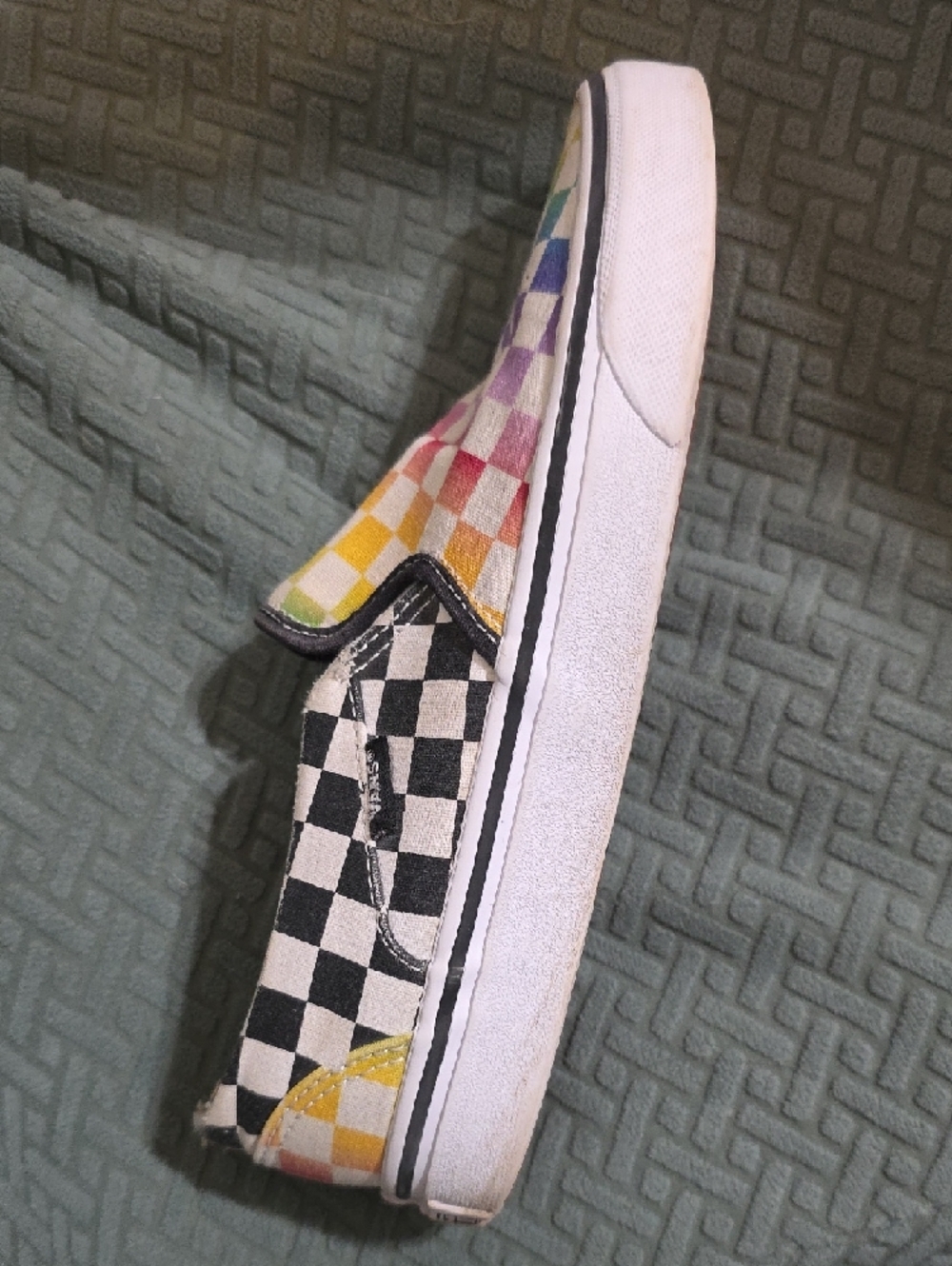 Vans Multicolor Rainbow Checkerboard Slip-Ons - Picture 2 of 2